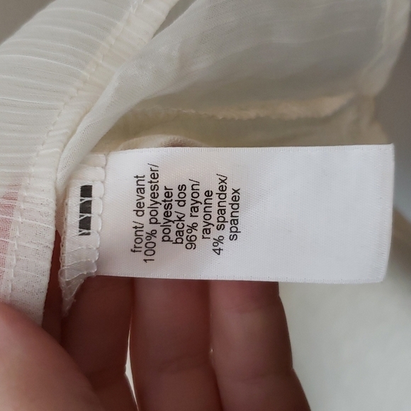 Maurices beaded sheer front shirt sleeve shirt, ivory, sequin/ beading, size med - Picture 5 of 7